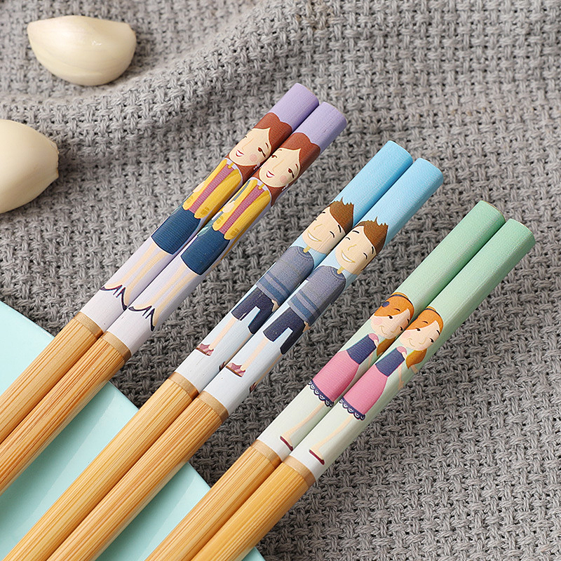中式卡通印花全家福竹筷