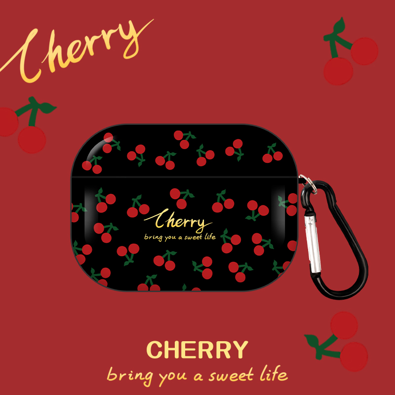 适用airpods3保护套创意第三代韩国ins风苹果无线蓝牙耳机airpodspro保护壳黑色樱桃小众airpods二代硅胶复古