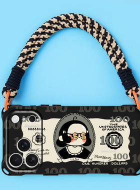 适用苹果15pro手机壳带挂绳新款女16promax手提红色iphone14plus斜挎背带17pro磁吸12原创卡通13手拿腕带发财