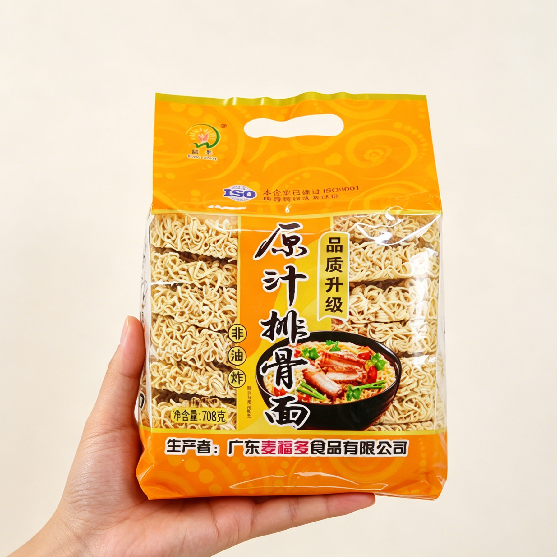 麦福多广东麦福多 盈丰原汁排骨面风干面 散装波纹面非油炸方便面