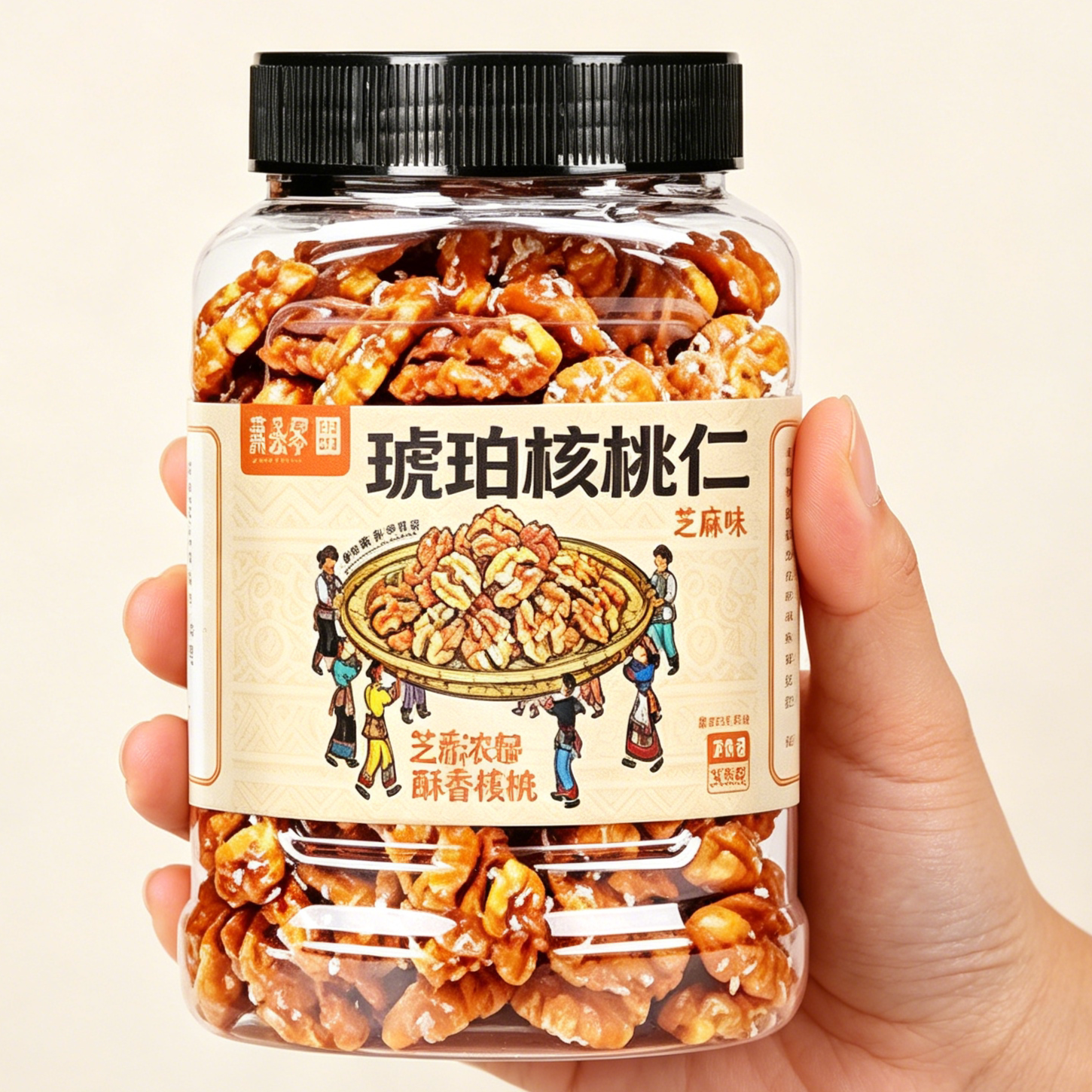 滇品客新货琥珀核桃仁500g罐装酥脆芝麻焦糖蜂蜜味核桃坚果零食图片