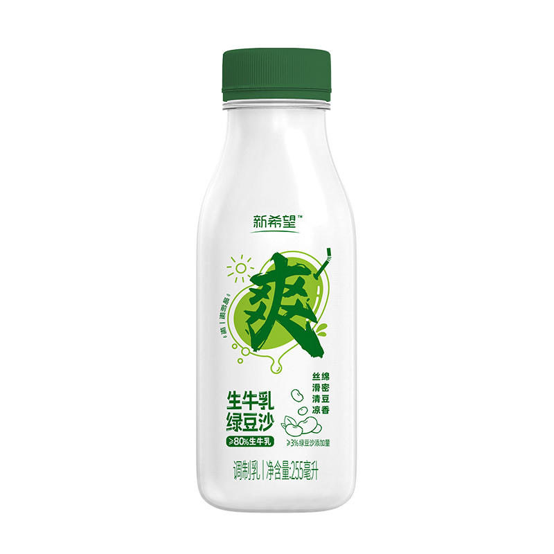 新希望生牛乳绿豆沙绿豆牛奶低温风味调制乳早餐搭档255ml*7瓶装