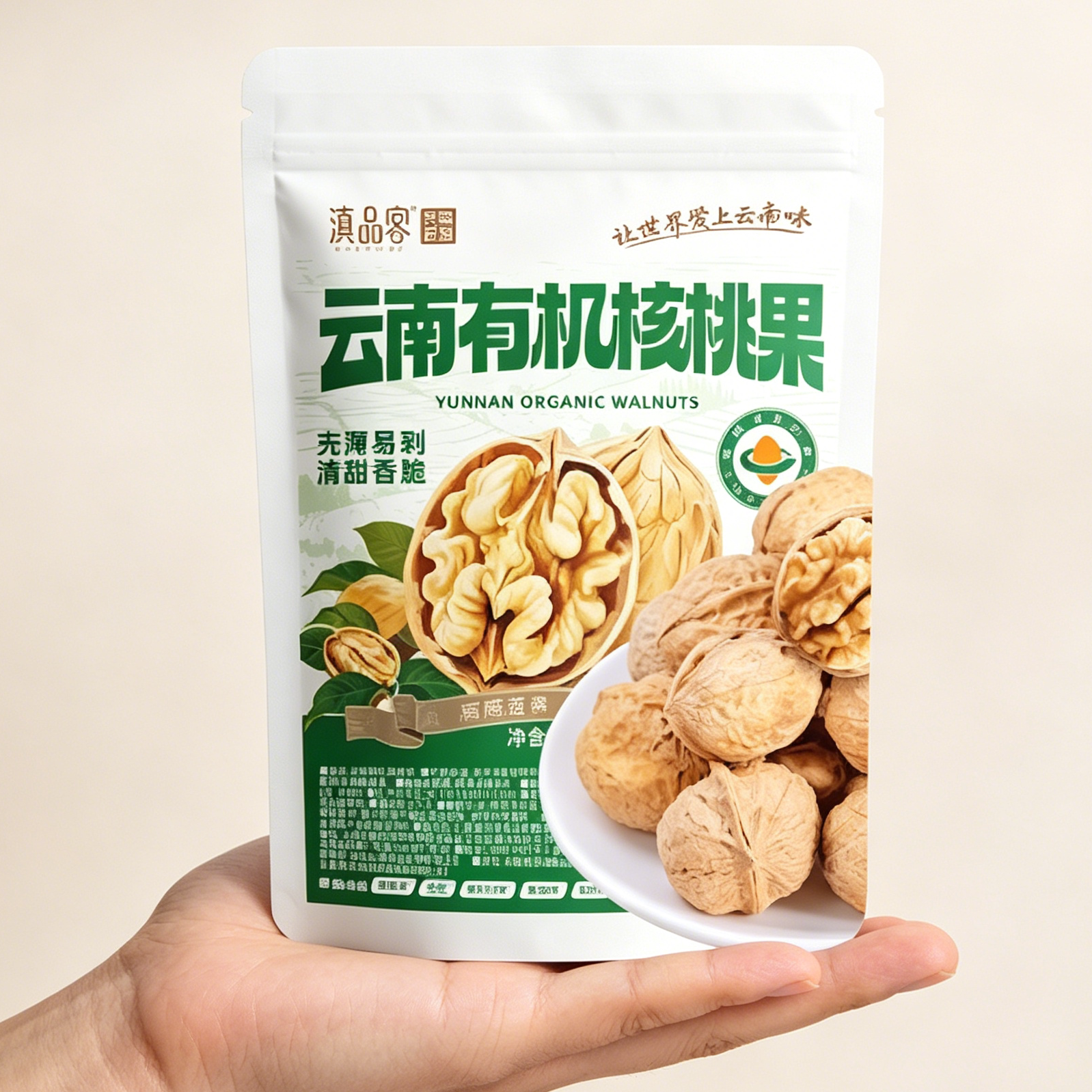 滇品客有机带壳核桃云南大姚有机核桃新货纸皮孕妇薄壳薄皮核桃
