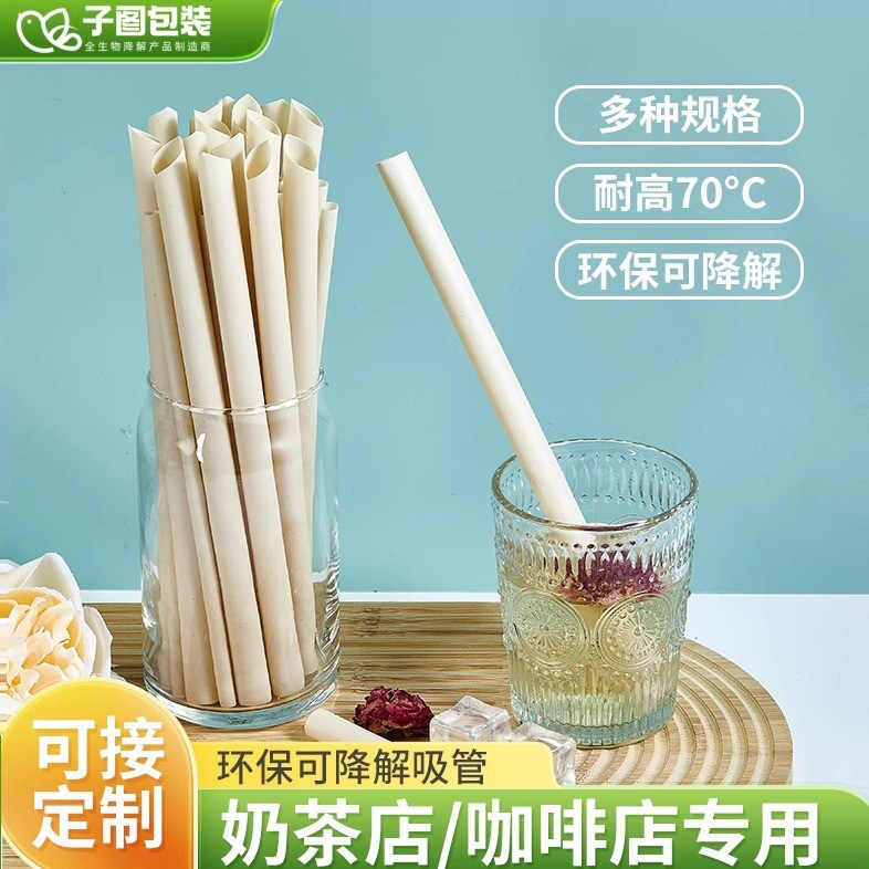 新款竹纤维一次性吸管可降解独立包装咖啡店奶茶店专用食品级包装