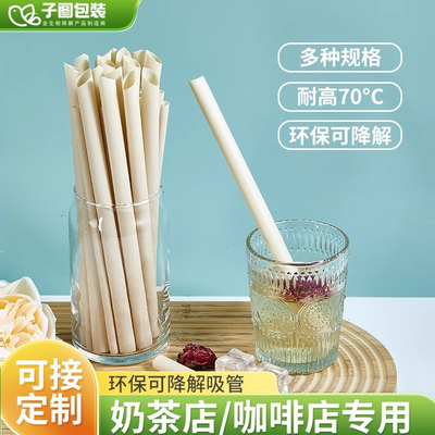 新款竹纤维一次性吸管可降解独立包装咖啡店奶茶店专用食品级包装