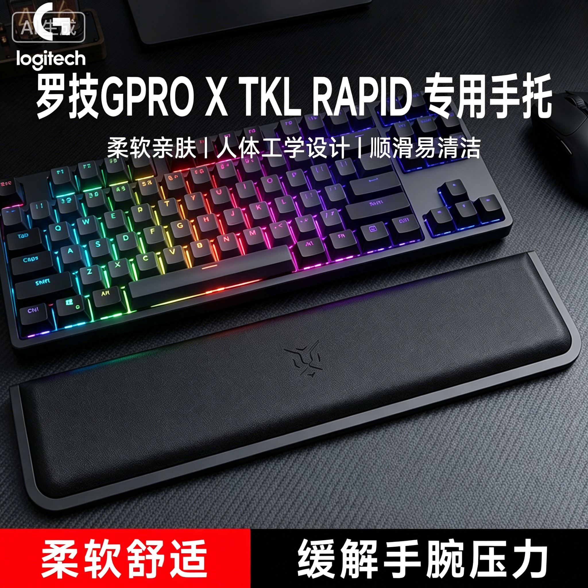 适用罗技GPRO X TKL RAPID键盘手托游戏专用手腕托办公室护腕垫