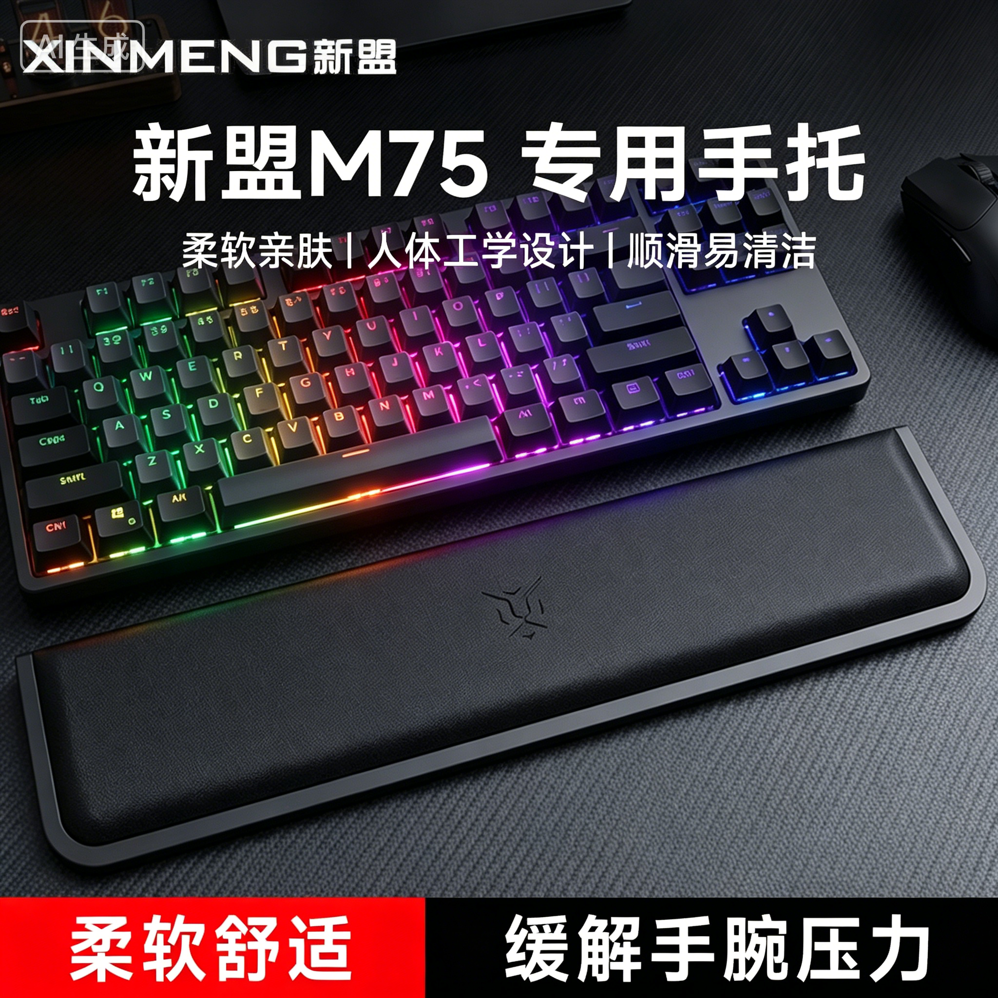 适用新盟M75键盘手托游戏专用手腕托办公室护腕垫一体式耐磨