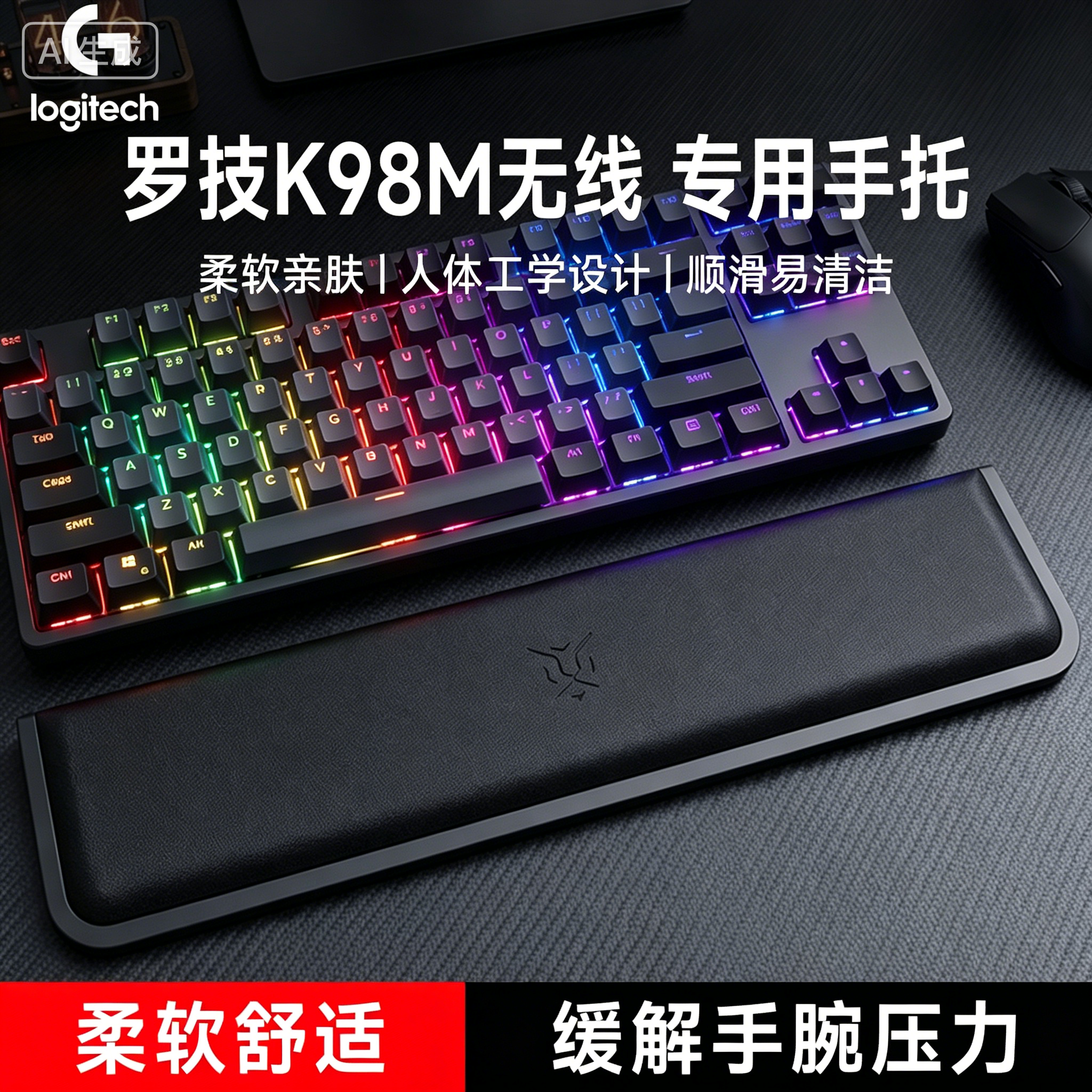 适用罗技K98M无线键盘手托手腕垫游戏专用办公记忆棉护腕掌托