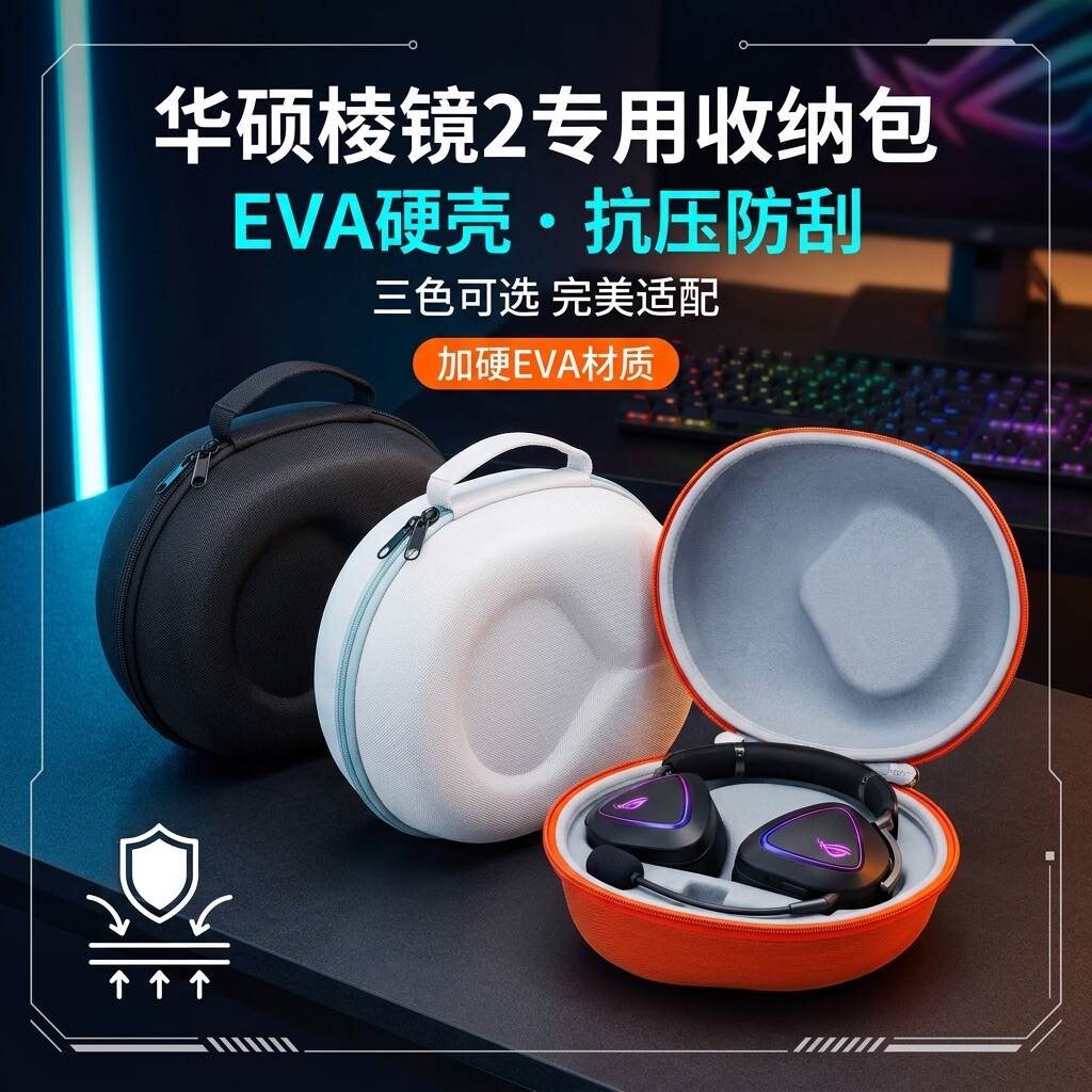适用华硕ROG耳机收纳包玩家国度棱镜2收纳盒头戴Delta棱镜S风行GO猛禽聚变耳机包百夫长创世破风耳机包保护袋