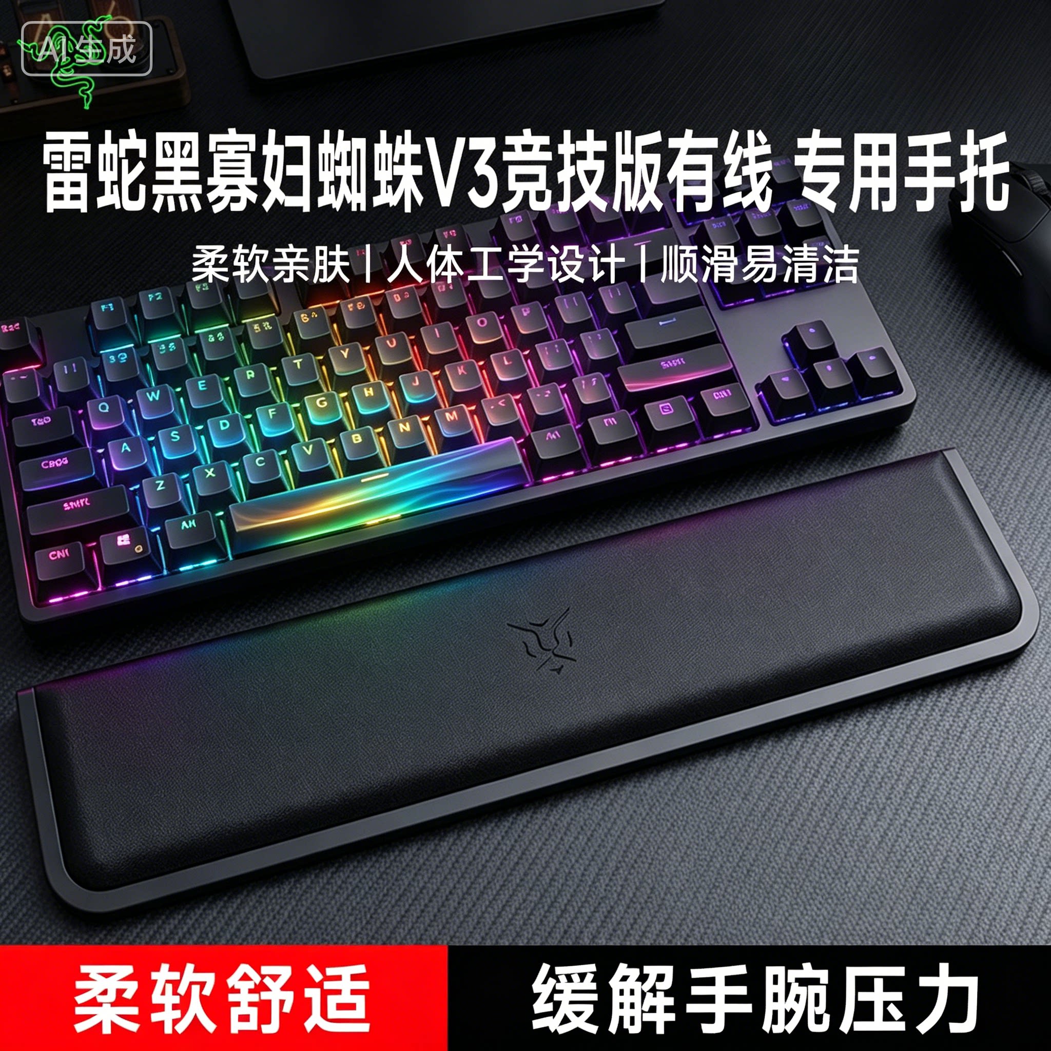 适用Razer雷蛇黑寡妇蜘蛛V3竞技版有线键盘手托游戏专用手腕托