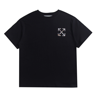 whios情侣 宽松欧美大码 26夏季 潮牌涂鸦off油画印花ow套头圆领短袖