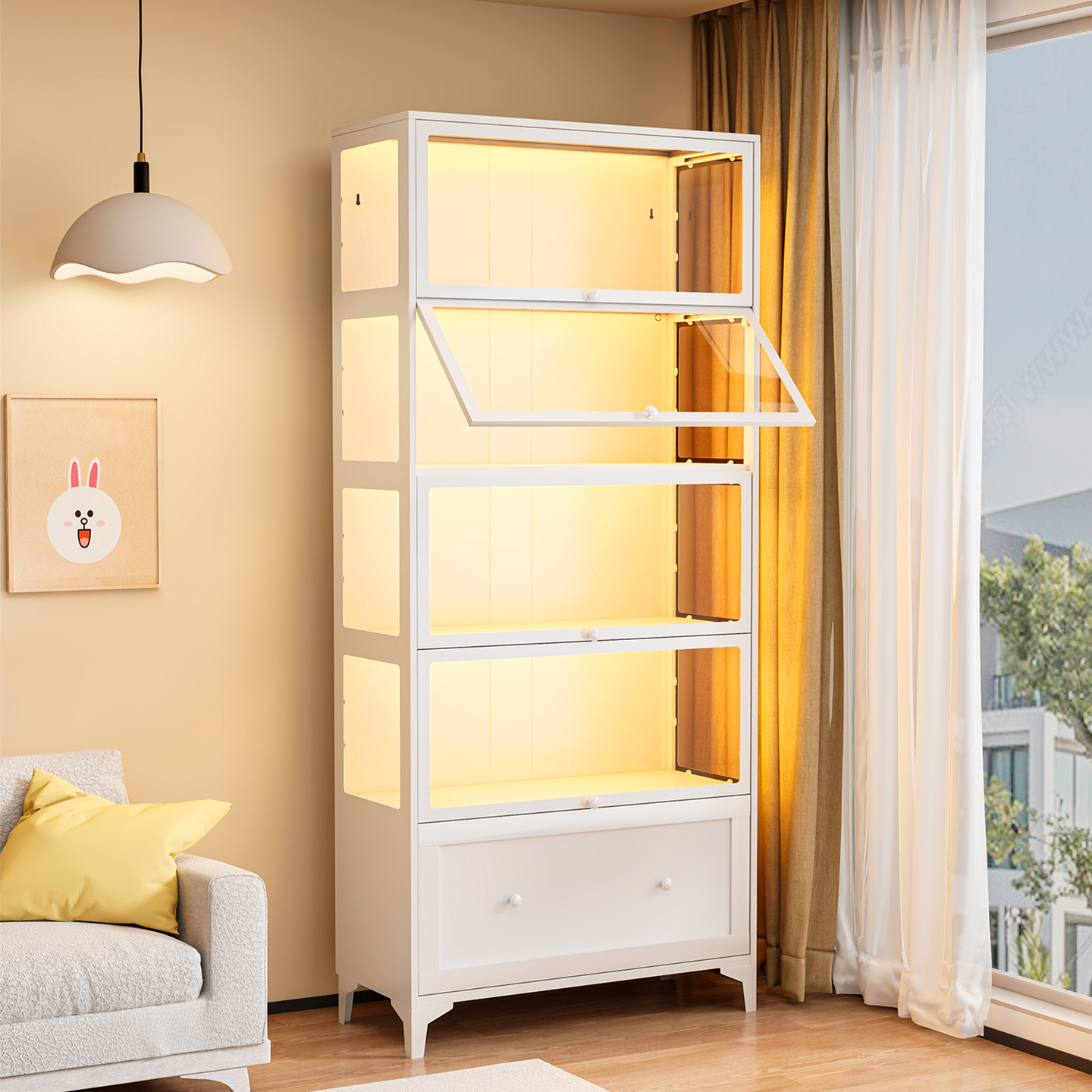 享诗曼模型展示柜玻璃门痛柜谷子吧唧收纳柜抽屉收纳柜防尘展示柜