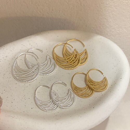 欧美高级感线圈金属C圈耳环女新款轻奢时尚925银针耳圈耳饰银针