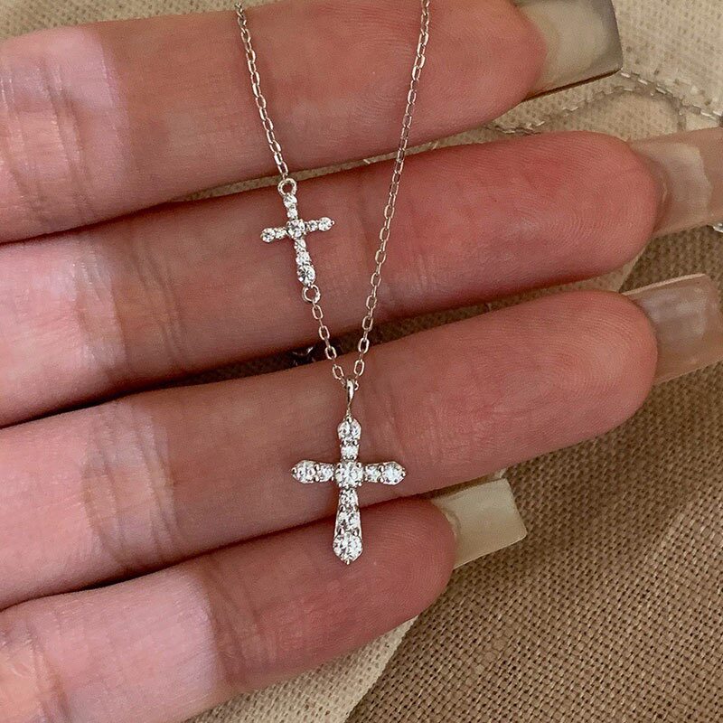 S925纯银十字架项链女小众设计感高级轻奢精致小巧百搭锁骨链颈链