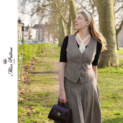 MP英伦绅士马甲压褶半裙套装