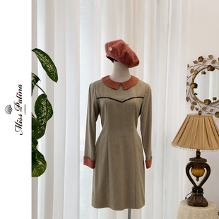 MP英伦复古 单品 学院风翻领连衣裙女秋冬收腰显瘦中长款气质裙