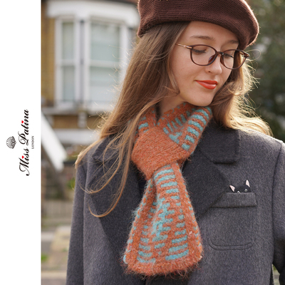 MP菱形条纹交叉围脖围巾