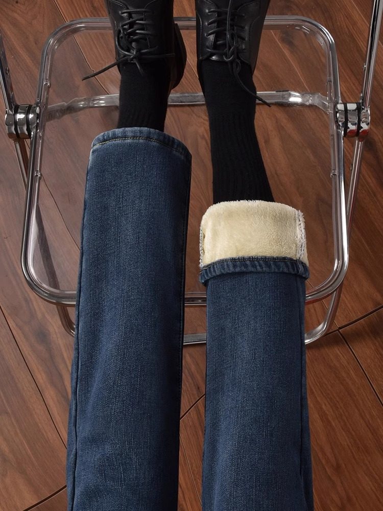 加绒牛仔裤女冬季2025年新款加厚高腰显瘦小个子窄版直筒烟管裤子,女装/女士精品,大码裤装,淘宝优惠券,粉丝福利购,淘宝优惠卷