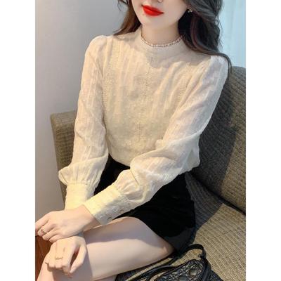 ROUMIKL半高领蕾丝内搭打底衫女士秋冬巨好看的独特别致漂亮加绒