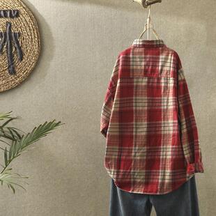 ROUMIKL时尚休闲 格子长袖衬衫女士2025秋季新款妈妈减龄开 衫上