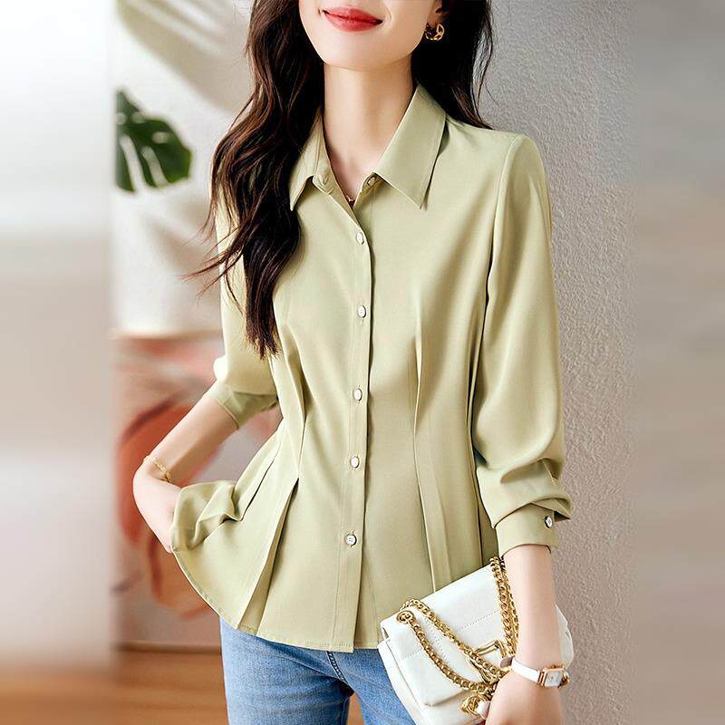 ROUMIKL长袖雪纺衬衫女秋季2025新款妈妈显瘦遮肚轻奢高级感洋派