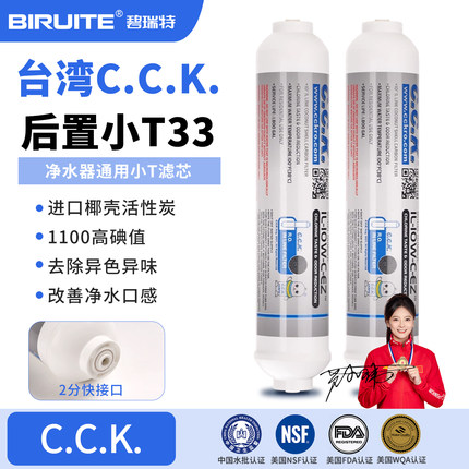 台湾CCK2分快接后置活性椰壳炭滤芯净水器小T33纯水机超滤口感
