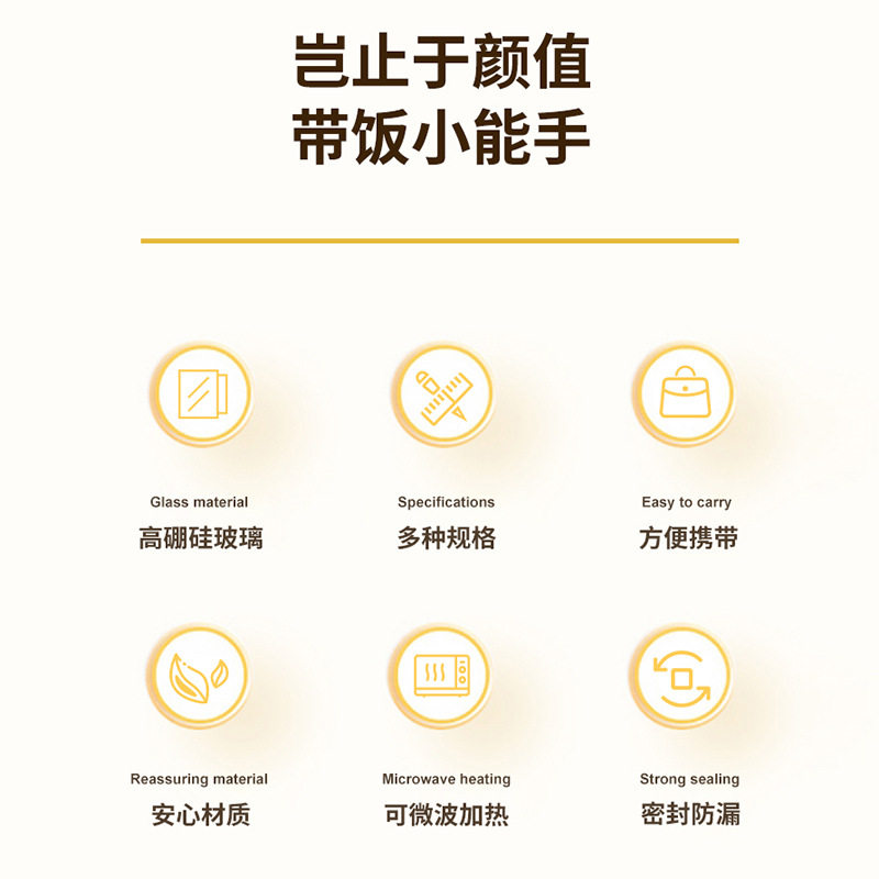 高硼硅玻璃保鲜盒分隔饭