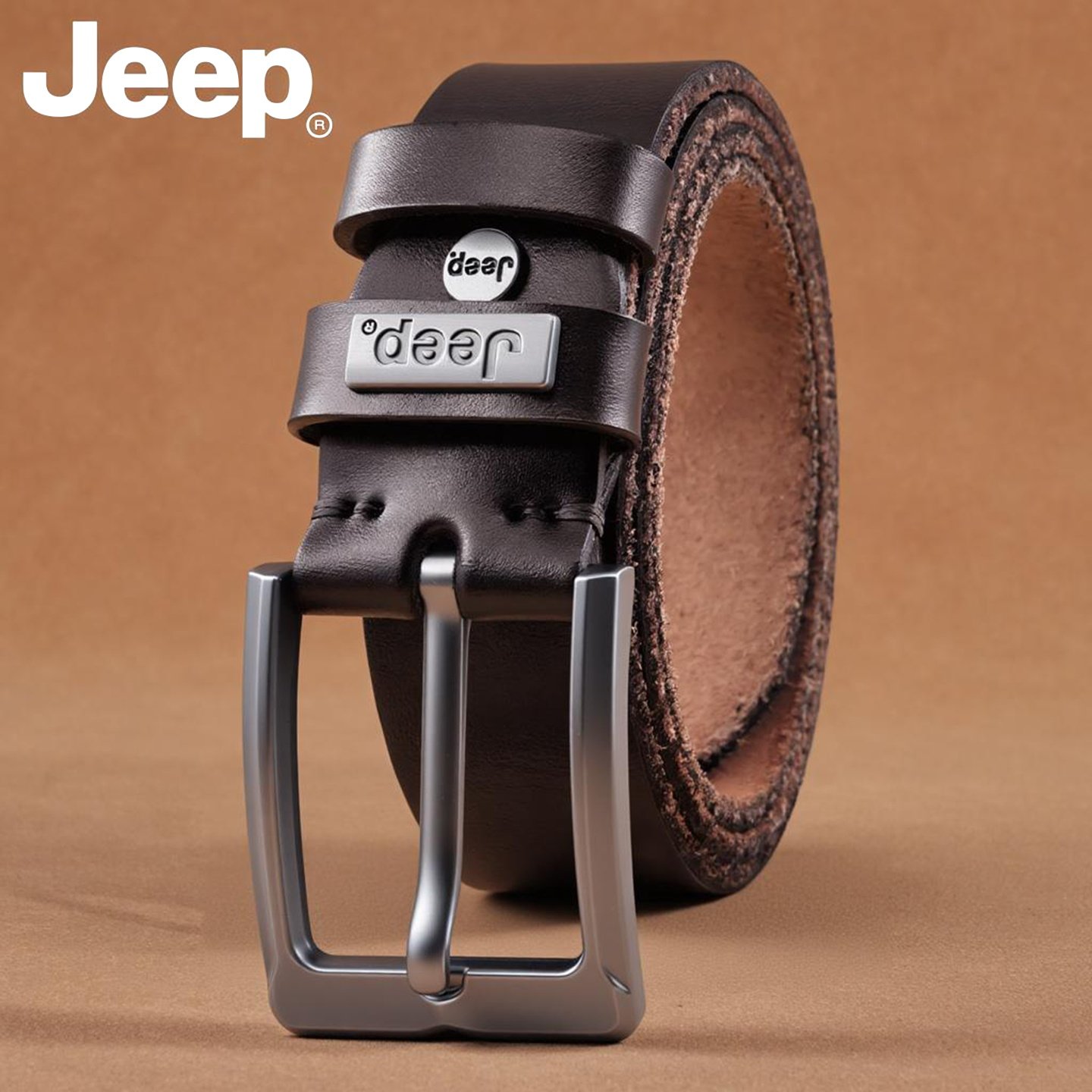 Jeep吉普真皮纯牛皮腰带男休闲手工皮带男真皮针扣正品复古裤带潮
