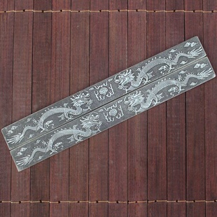 白铜镇尺仿古压尺文房四宝镇纸 藏银双龙戏珠一对价