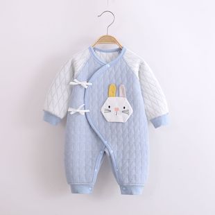 新生的儿连体衣0一3月婴儿衣服初生宝宝秋冬季52码59保暖和尚上衣
