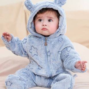 婴儿衣服冬装新生女宝宝连体棉服冬季幼儿加绒加厚公主可爱外出服