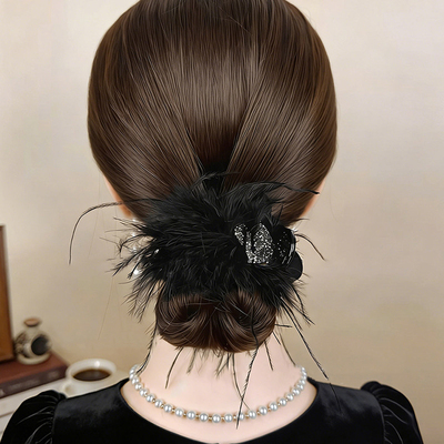 羽毛抓夹天鹅高级感2026新款气质