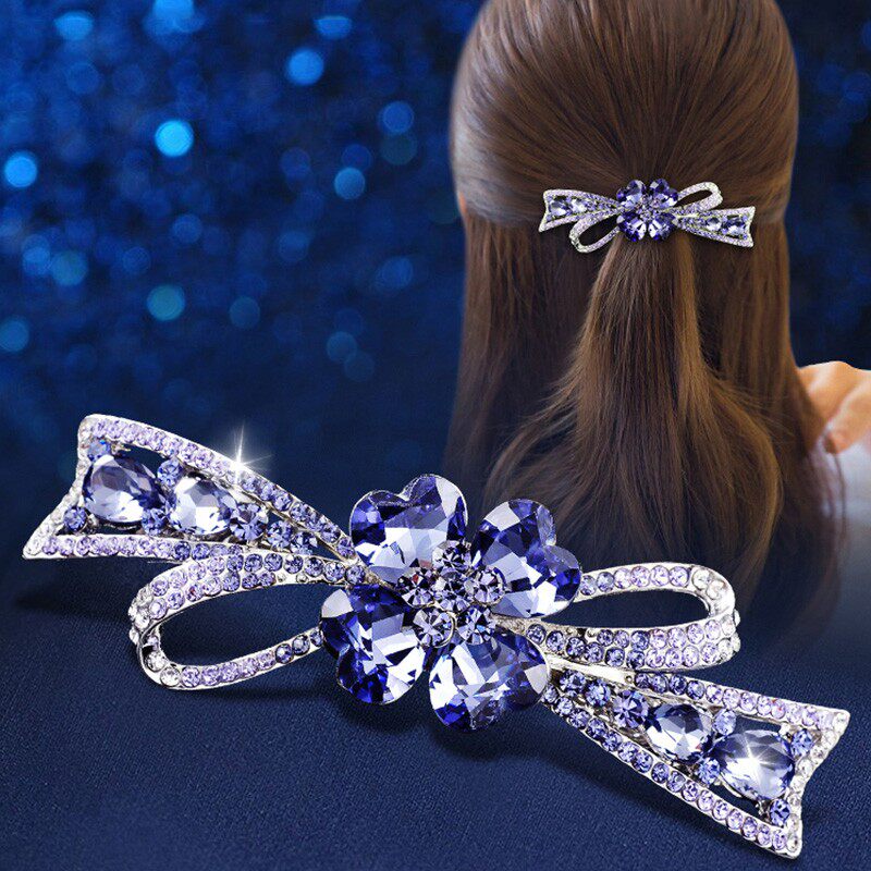 法国LastKiss蝴蝶结发夹女士2026新款高端后脑勺半扎发水钻弹簧夹