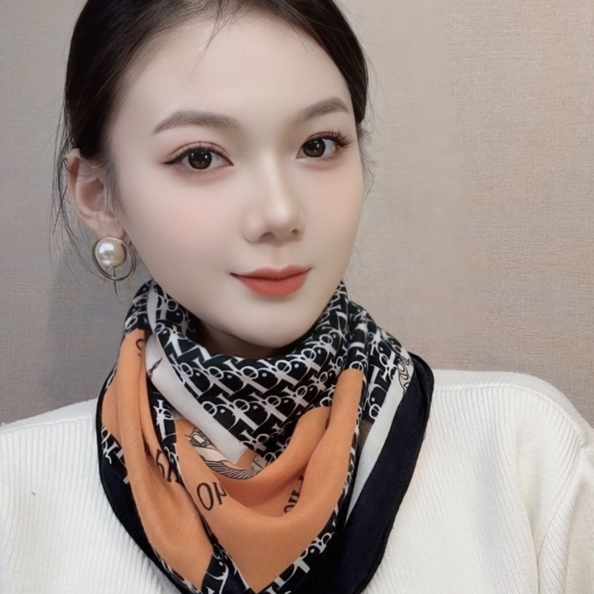 法国MK&DK.SW磁吸扣丝巾女2025新款秋冬丝巾复古洋气设计感围脖