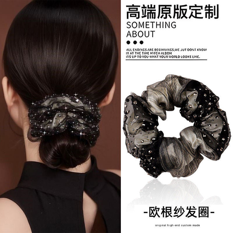 欧根纱大肠发圈双层女高级感洋气