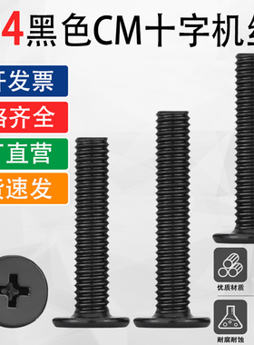 黑色304不锈钢扁平头十字CM螺丝钉M1.6M2M2.5M3M4M5M6M8*x9x15x28