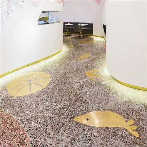 北欧黄铜地嵌装饰字母定制黄铜装饰酒店民宿水泥地板镶嵌复古招牌