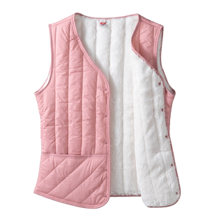 女士马甲冬季羊毛保暖背心内穿加绒加厚中老年马夹外穿棉上衣