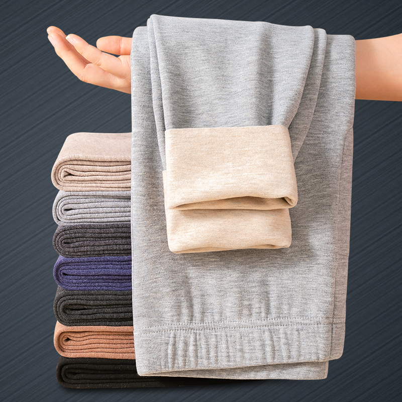 德绒秋裤男士内穿绒裤无痕发热羊毛蚕丝打底线裤冬加厚加绒保暖裤