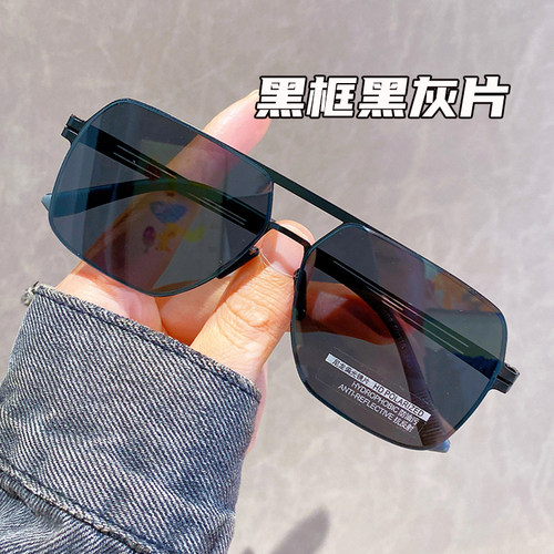 潮枠偏光双梁飞行员式尼龙片墨镜