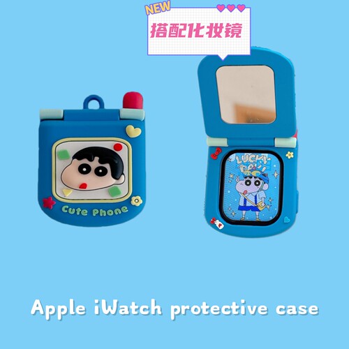卡通蜡笔小新适用于苹果iwatchSE3保护套S10手表壳456可爱789日系
