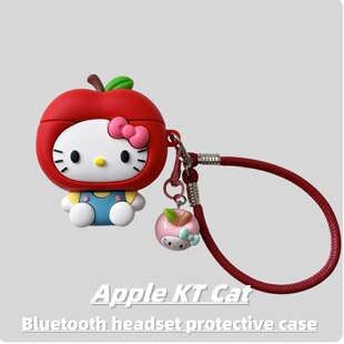 可爱立体卡通红苹果KT猫适用于VIVO Air3pro蓝牙耳机保护套TWSA4硅胶3E软壳IQOO少女心X1萌系tws4新 TWS