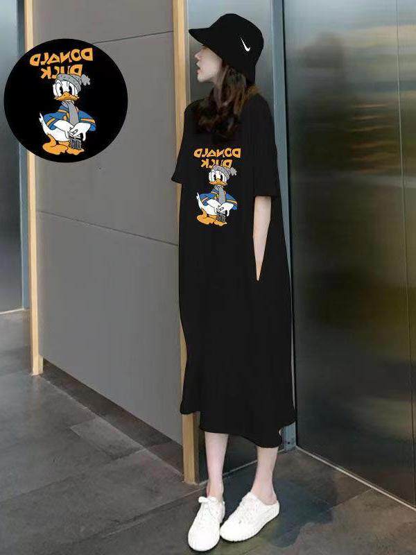 간호 의류 모유 수유 여성을위한 반팔 티셔츠 드레스 여름 중간 길이 티셔츠 드레스 느슨한 무릎 높이 캐주얼 롱 스커트