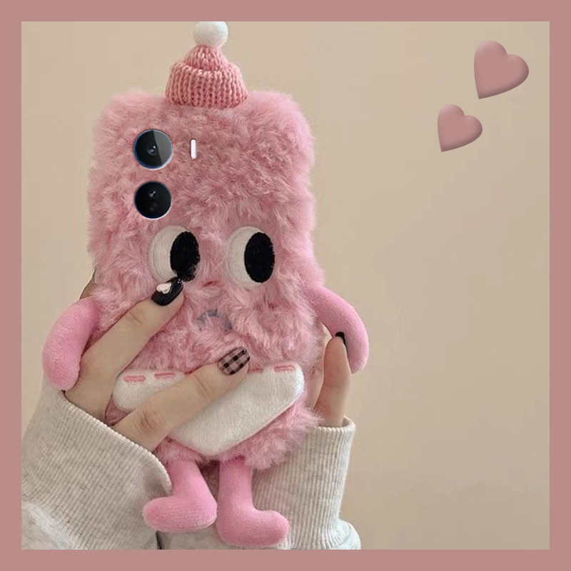 粉色小怪兽适用vivoiqooneo11手机壳爱酷立体十一搞怪iq00卡通vivi秋冬季vivo毛茸茸冬天毛绒绒硅胶保暖暖手p