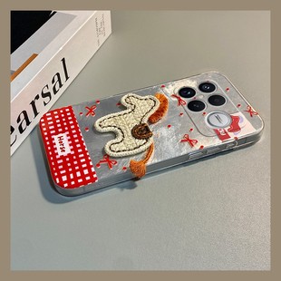 k30i k40s 12x k50新年turbo4红色3 蝴蝶结刺绣小马适用小米红米k90promax手机壳k80立体k70pro卡通k60e至尊版