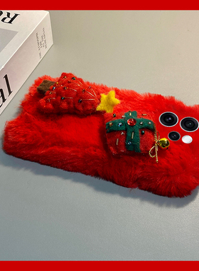 ins风红色圣诞树适用opporeno15手机壳reon14毛绒13冬天12pro立体11秋冬季10por+毛茸茸9立体7se/5k/4se/oppo