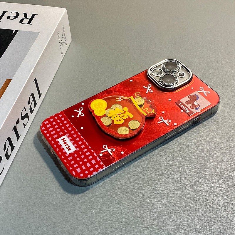 手机壳硅胶冰川纹新年红色2026马