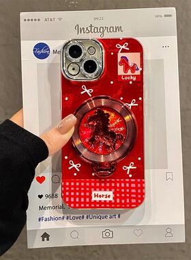 可旋转小马支架适用oppofindx9plus手机壳fondx8pro立体x7ultra红色x6新年x5冰川纹k12x马年k11硅胶0ppo新款p