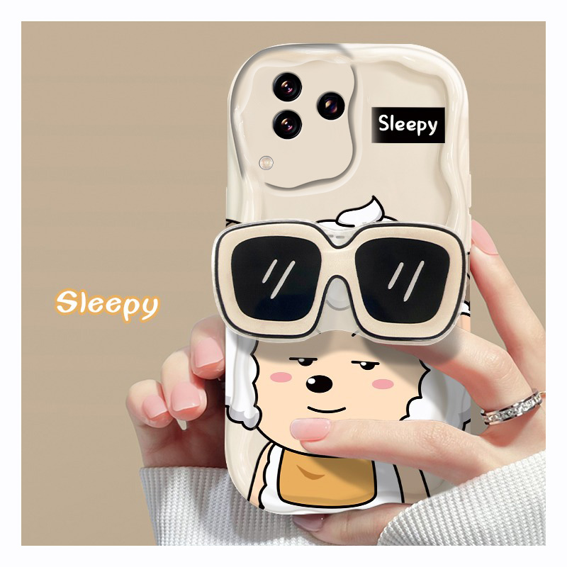 手机壳墨镜小羊卡通可爱趣味带支架