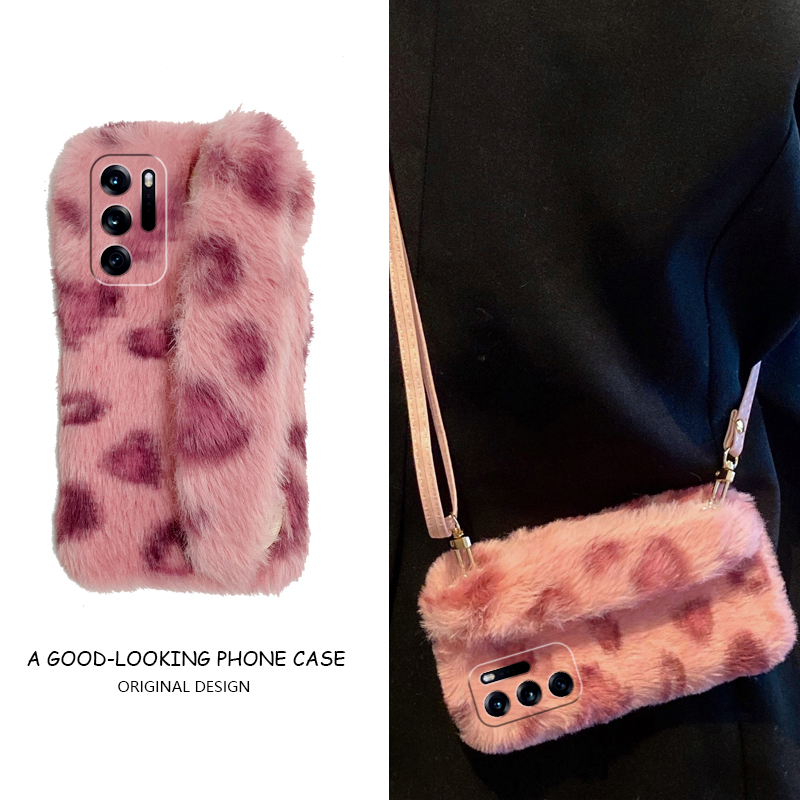 豹纹毛绒绒适用oppofindn3flip手机壳findn2flip斜挎n3可背带n2腕带findn折叠屏日韩oppo毛毛0pp0硬壳斜跨女